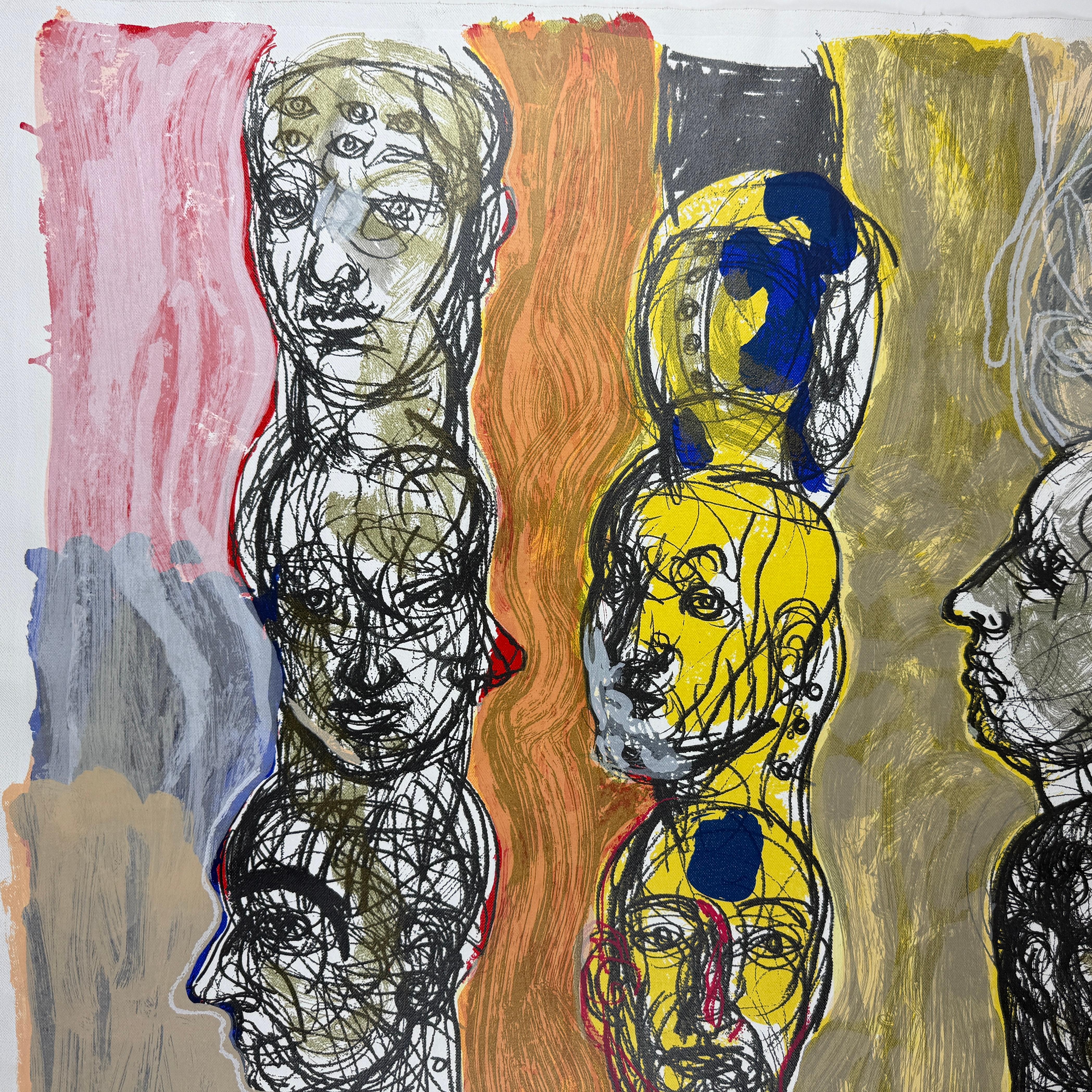 cubano 2001 serigrafía original firmada sobre lienzo 40x29in impresión artística colores silver en venta 3