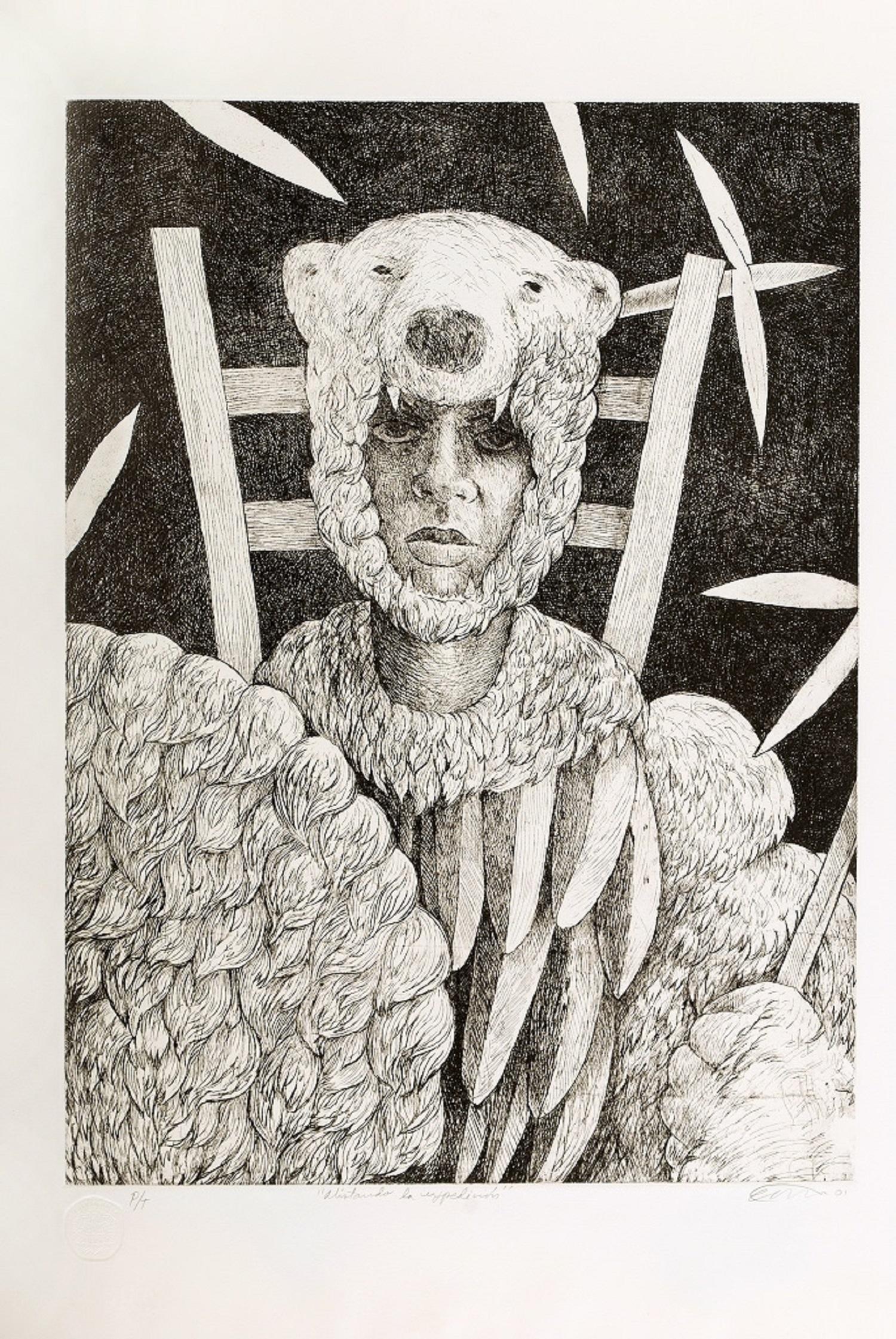 Stampa d'arte originale cubana firmata in edizione limitata 29,9x22 pollici - Print di Carlos René Aguilera