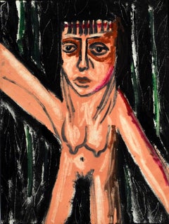 "Hug" 2001 original unique print monotype signed limited edition Cuban art