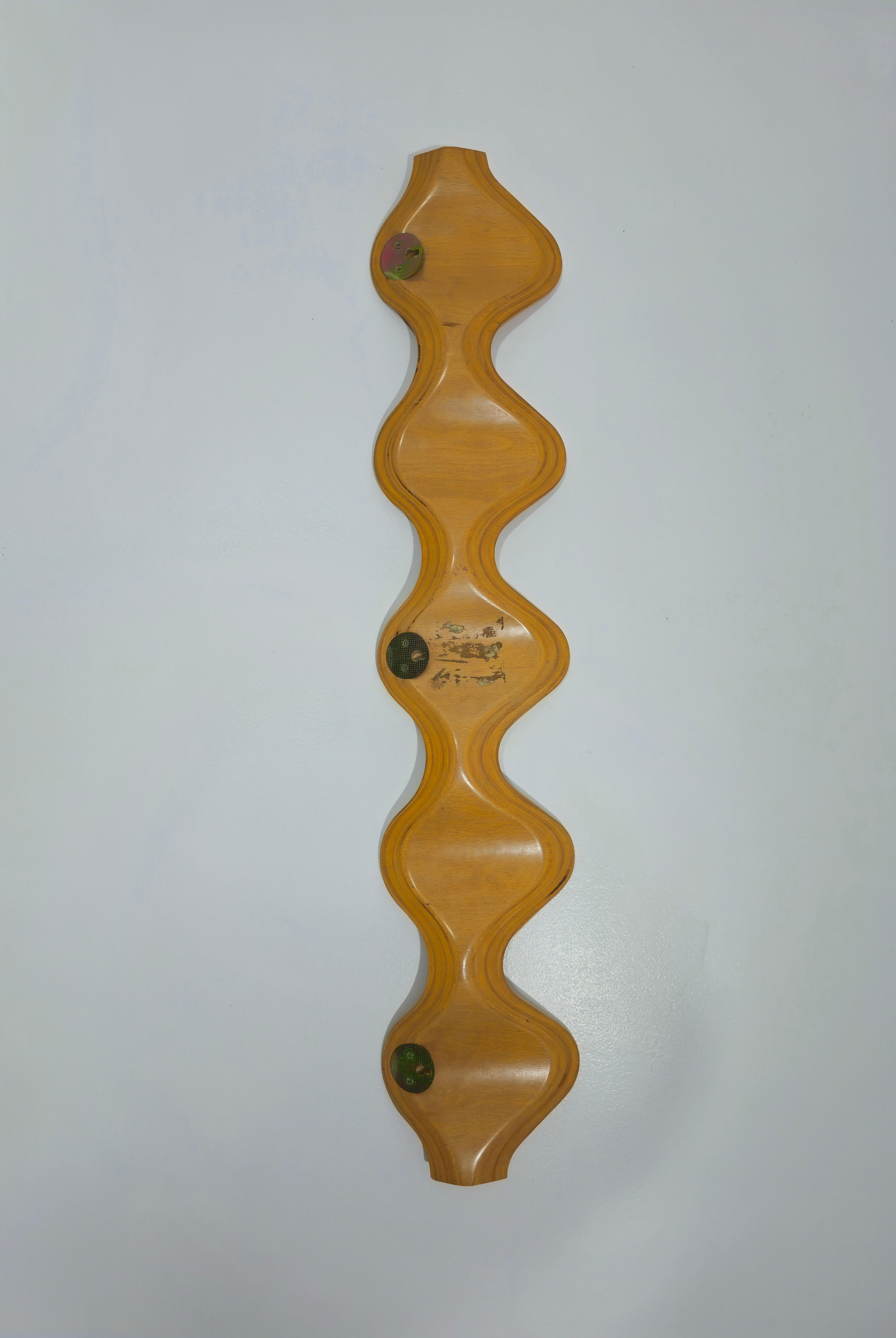 Carlos Riart Spain 1990s Mid-Century Modern Wooden Wall Coat Rack Ona For Sale 3