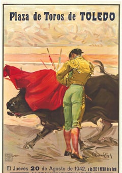 Cartel taurino de época original de la Plaza de Toledo de 1942