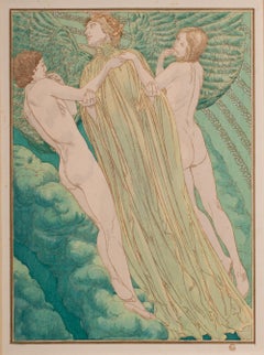 Antique "Sublime Elevation" for Hésperus Art Nouveau Lithograph by Carlos Schwabe