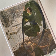 Morte del becchino di Carlos Schwabe, litografia simbolista, 1900 ca.