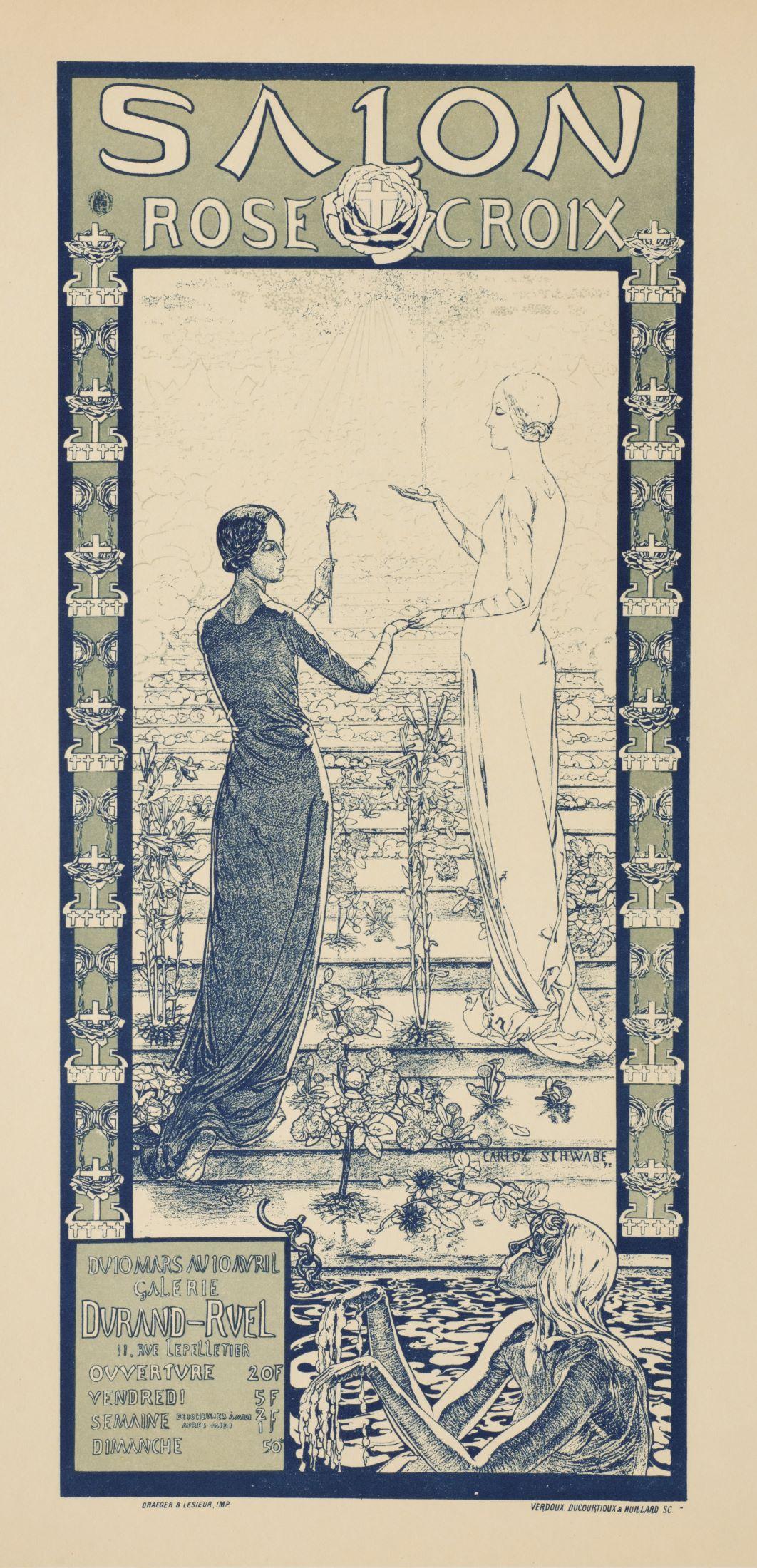 Exhibition of the Rose (Plate 74) - Art Nouveau Print by Carlos Schwabe
