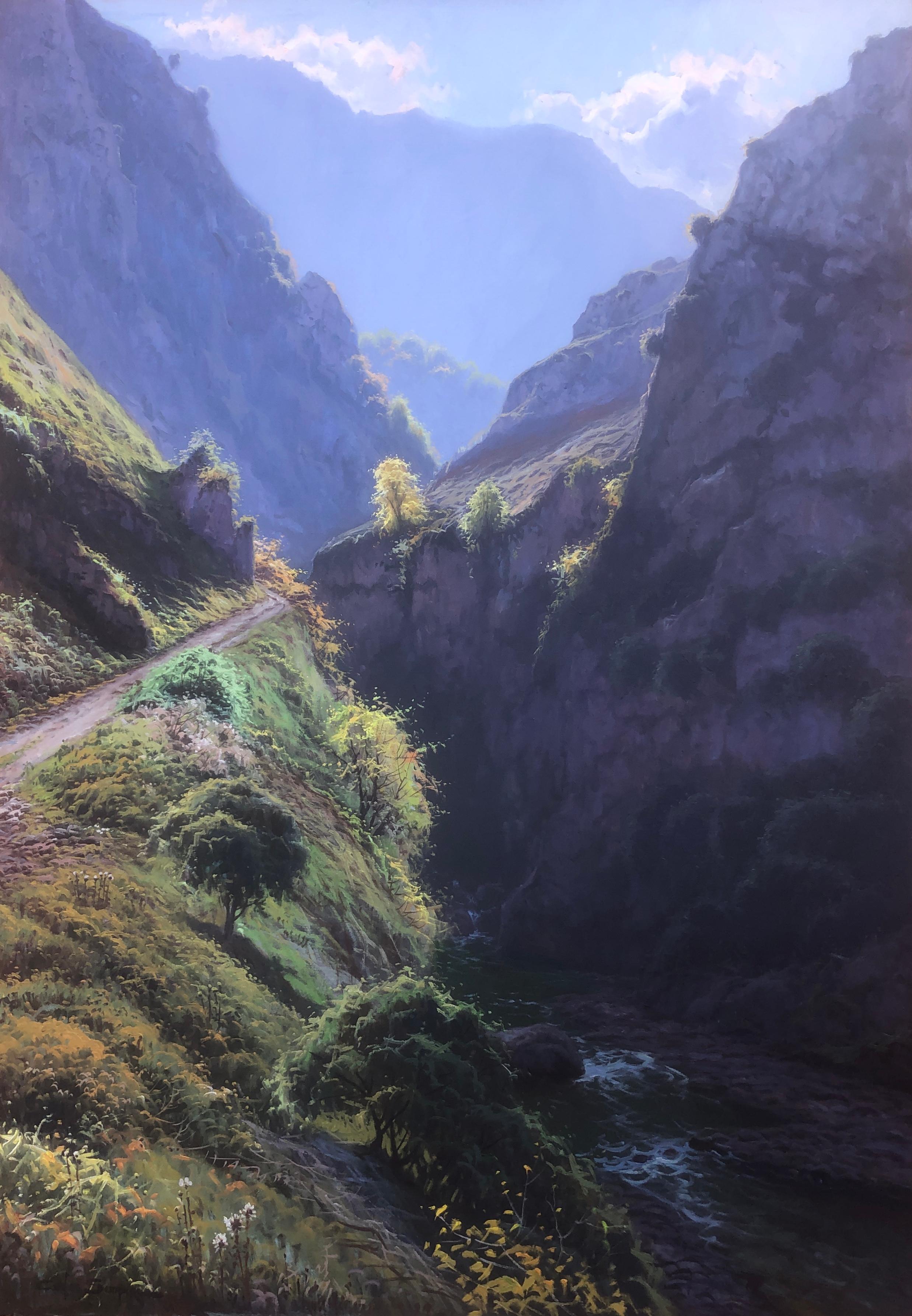 Landscape Painting di Carlos Sempere - Picchi d'Europa Spagna olio su tela dipinto paesaggio spagnolo