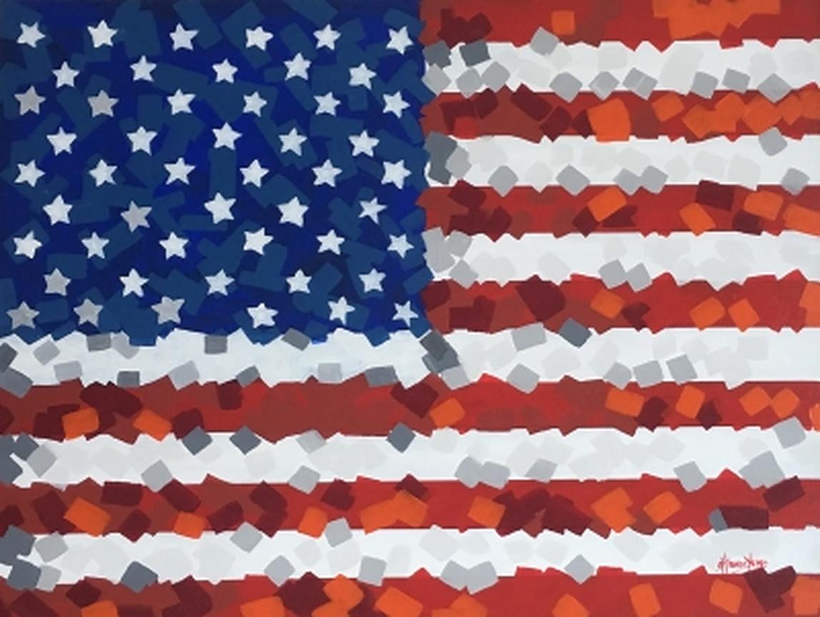 Figurative Painting de Carlos Tirado - Bandera Americana