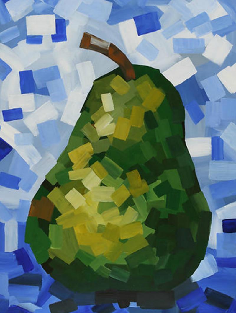 Carlos Tirado Figurative Painting -  Pear in Blue 