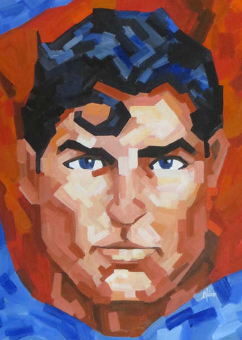 Figurative Painting Carlos Tirado - Superman (en anglais)