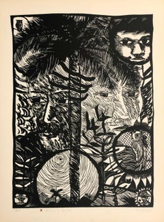 Carlos Uribazo, Cuban, silkscreen, 1978, Palma y rostro, Grabados cubanos