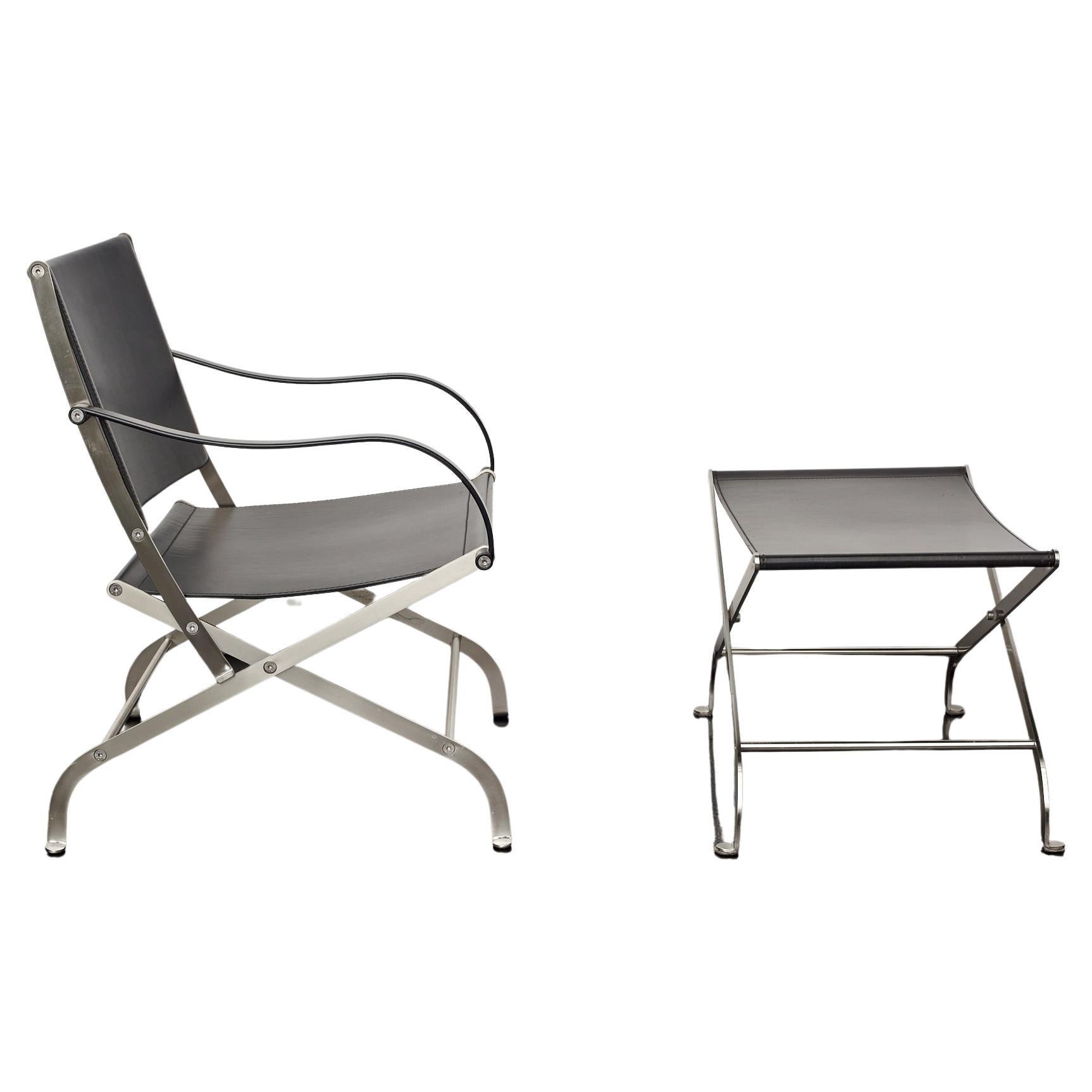 Carlotta-Sessel + Fußhocker, entworfen von Antonio Citterio für Flexform