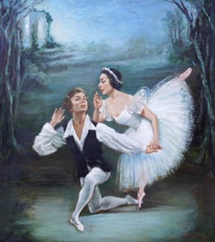 Fonteyn and Nureyev, Les Sylphides - British 1960's Ballet Art oil painting