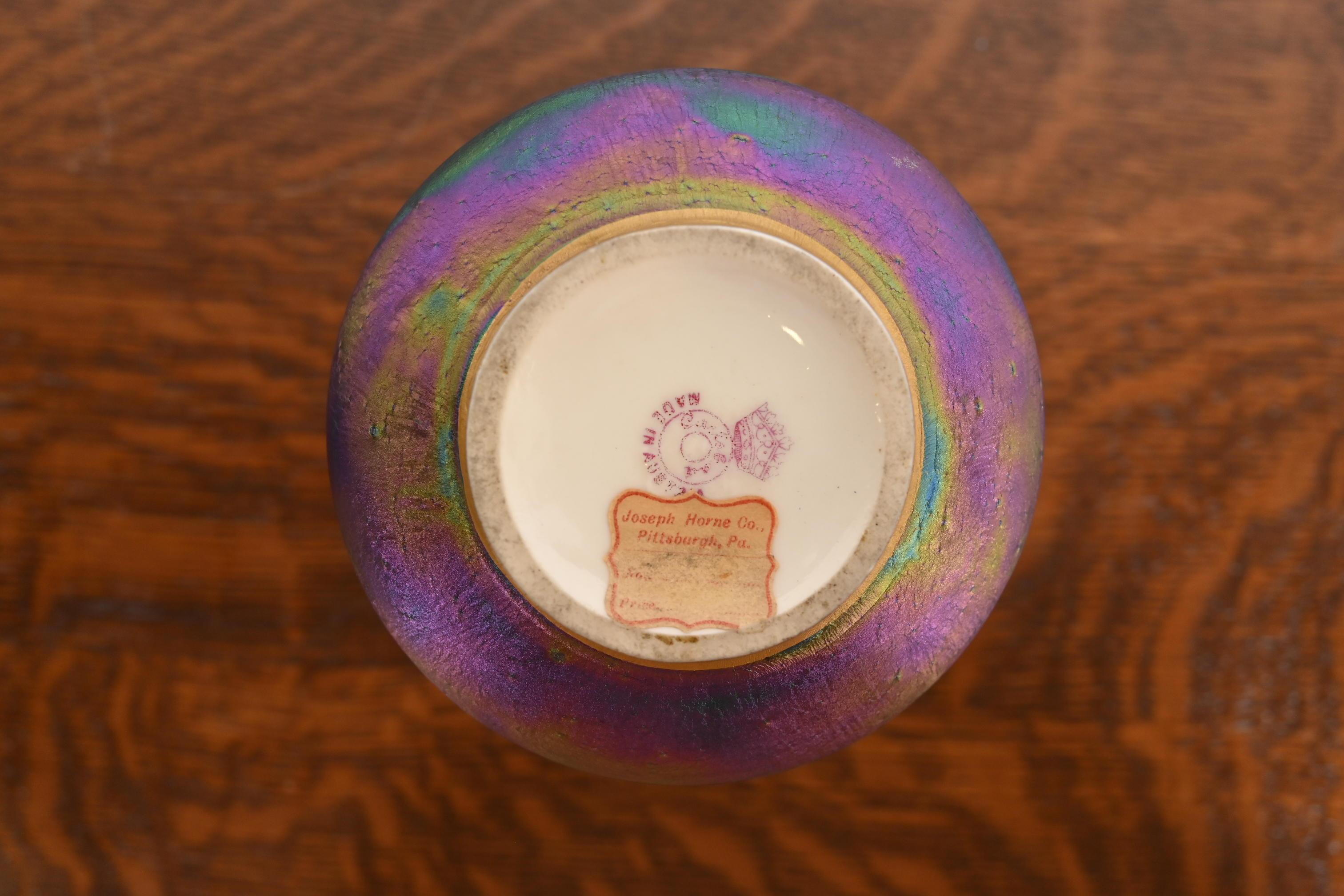 Carlsbad Austrian Art Nouveau Porcelain Iridesecent Vase, Late 19th Century For Sale 7