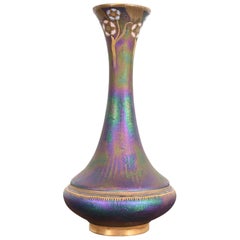 Carlsbad Austrian Art Nouveau Porcelain Iridesecent Vase, Late 19th Century