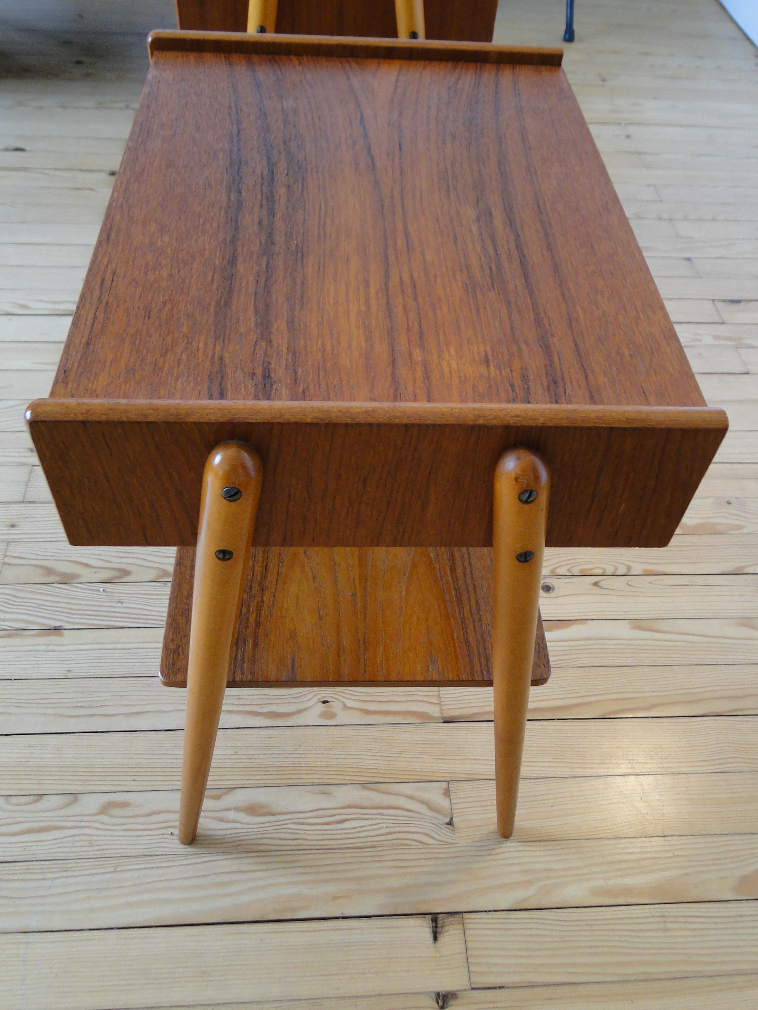 20th Century Carlström & Co Mobelfabrik  Pair Teak Nightstands Bedside Tables 
