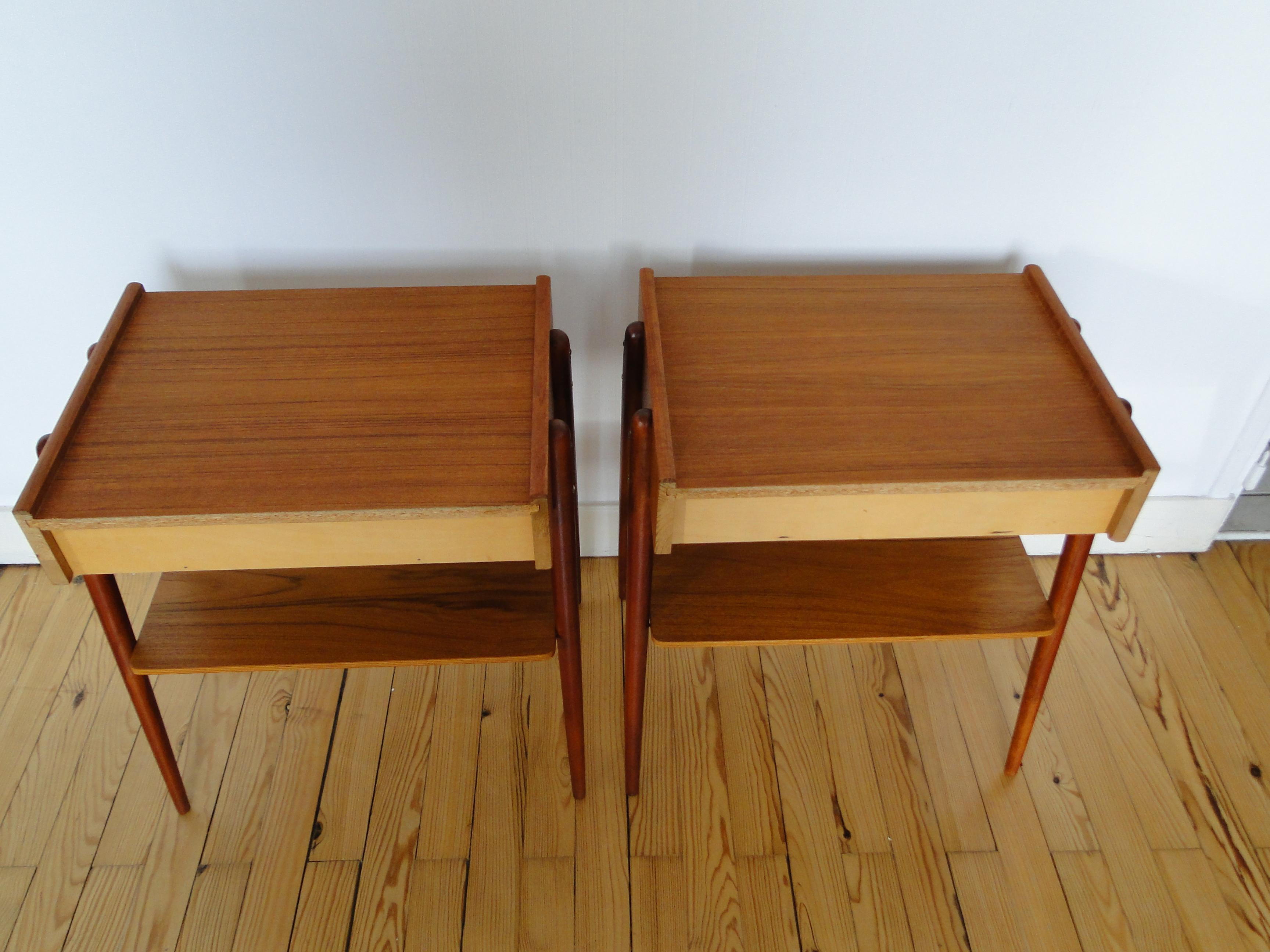 Carlström & Co Mobelfabrik Pair Teak Nightstands Bedside Tables For Sale 3