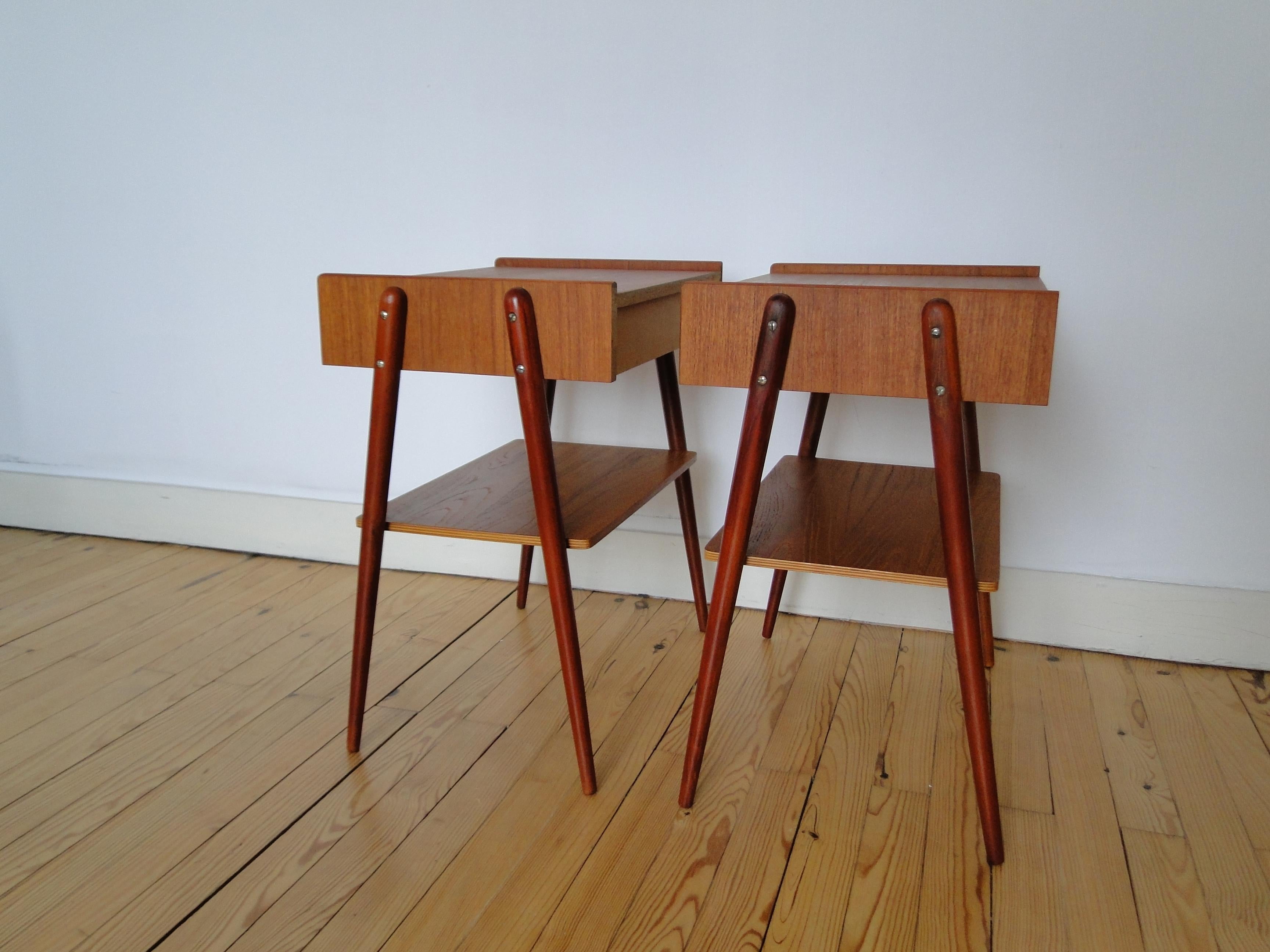 Carlström & Co Mobelfabrik Pair Teak Nightstands Bedside Tables For Sale 5