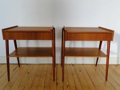 Carlström & Co Mobelfabrik Pair Teak Nightstands Bedside Tables