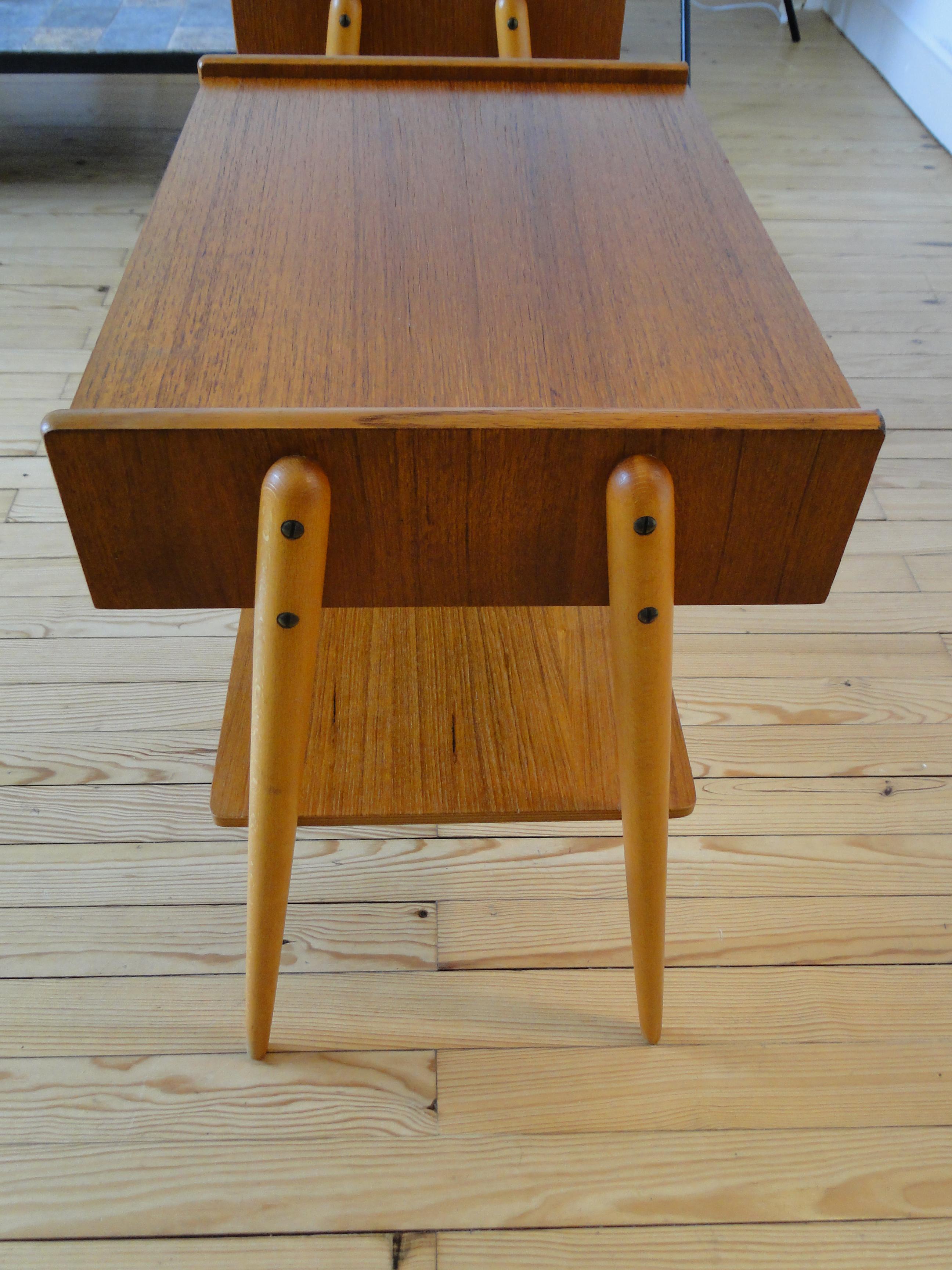 20th Century Carlström & Co Mobelfabrik Pair Teak Nightstands Bedside Tables 