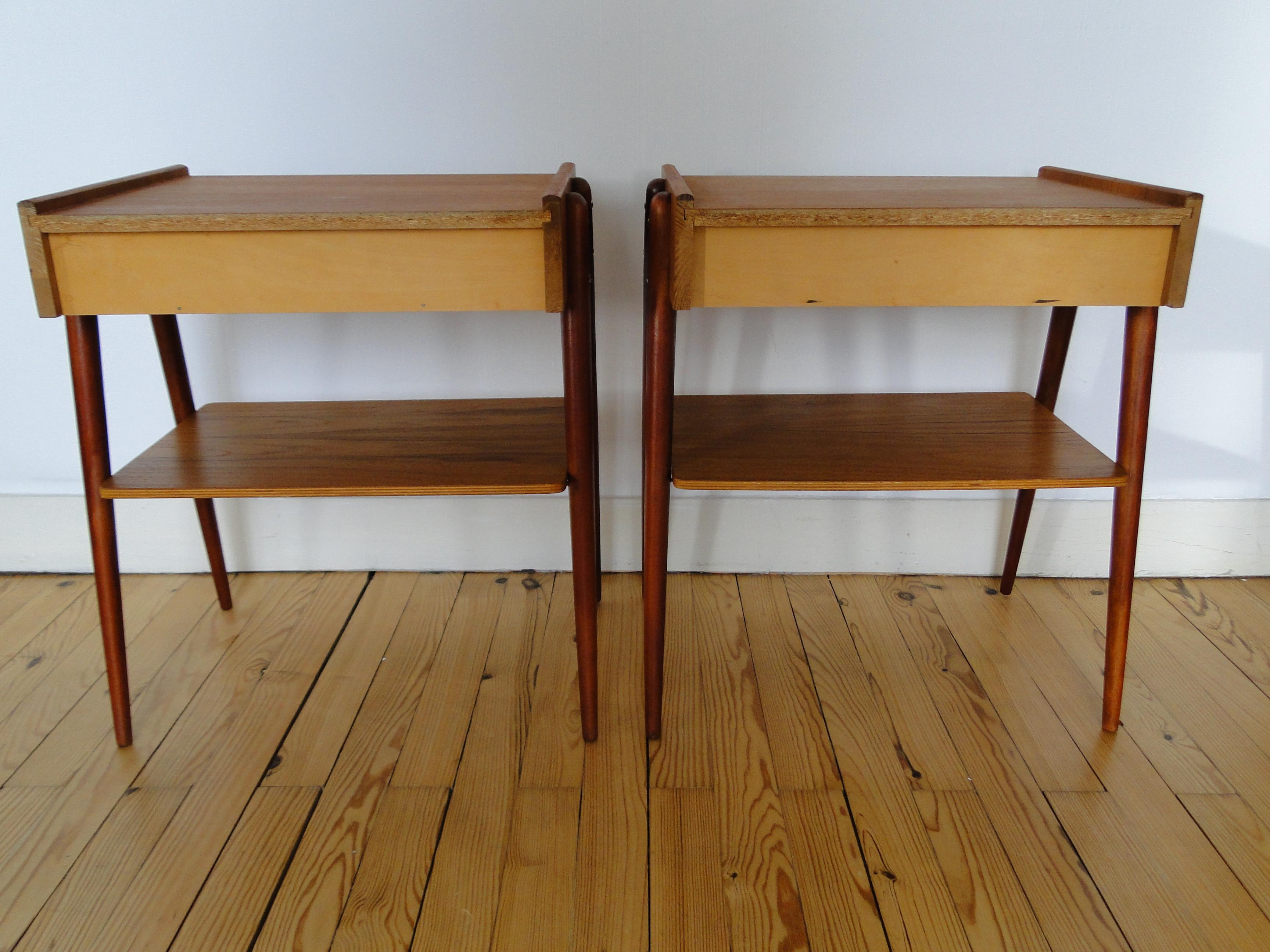 Carlström & Co Mobelfabrik Pair Teak Nightstands Bedside Tables For Sale 2