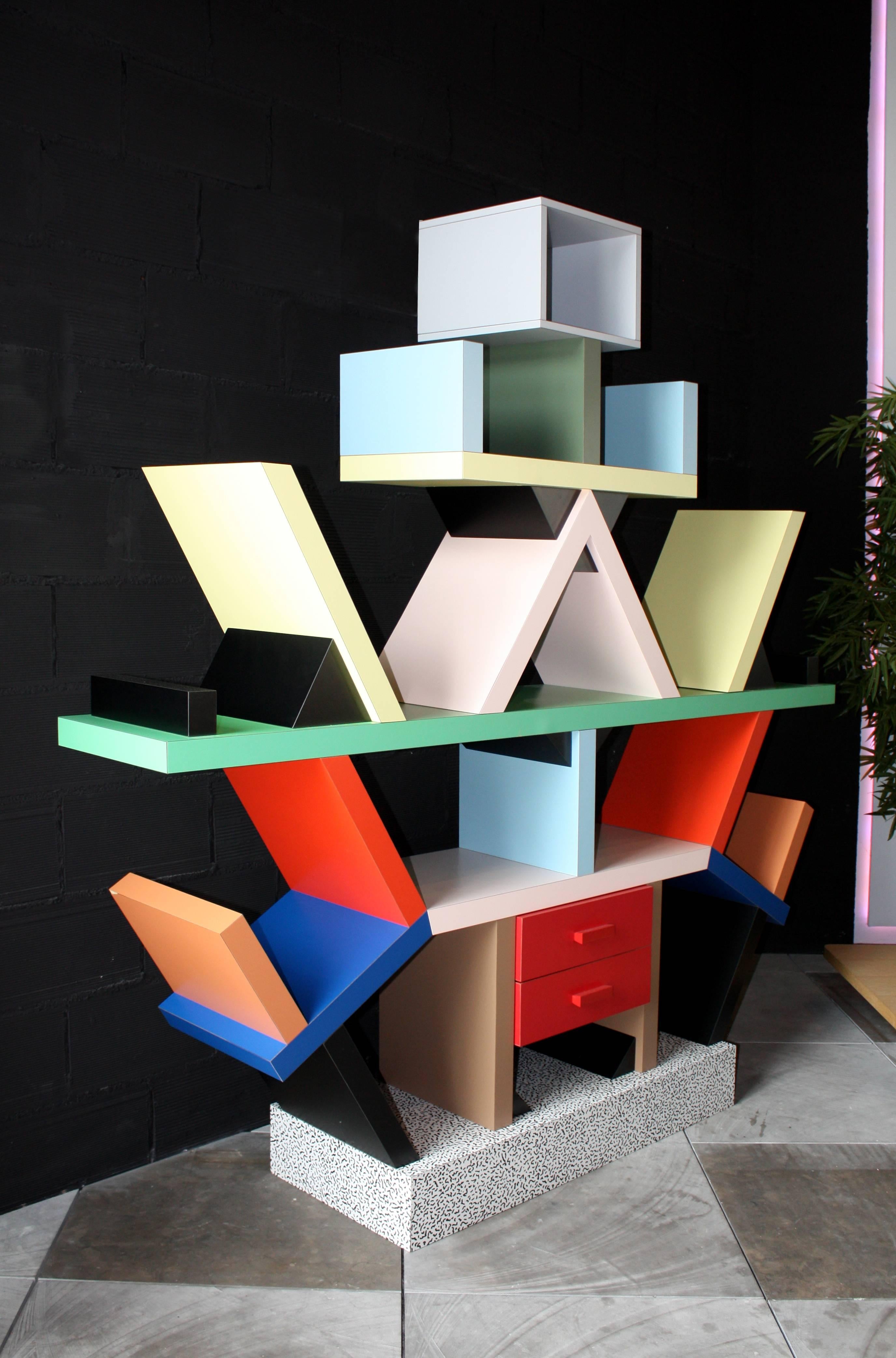 Laminé Bibliothèque Carlton par Ettore Sottsass pour Memphis, 1981