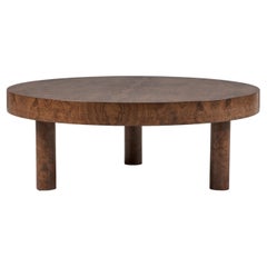 Carlton Coffee Table 40" DIA, in Vintage Burl Wood Finish, by August Abode