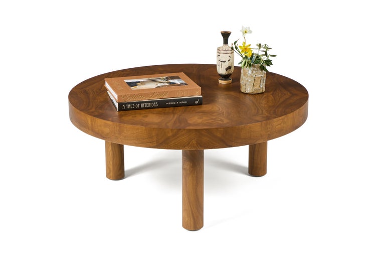Figural woods and casual, clean lines combine in our Carlton Table, shown in our Vintage finish. Bench made in Los Angeles, of burl wood veneer. Pricing shown is for 36