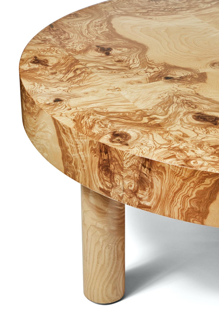 Veneer Burl Wood Coffee Table in Natural Finish, Carlton Collection by August Abode
