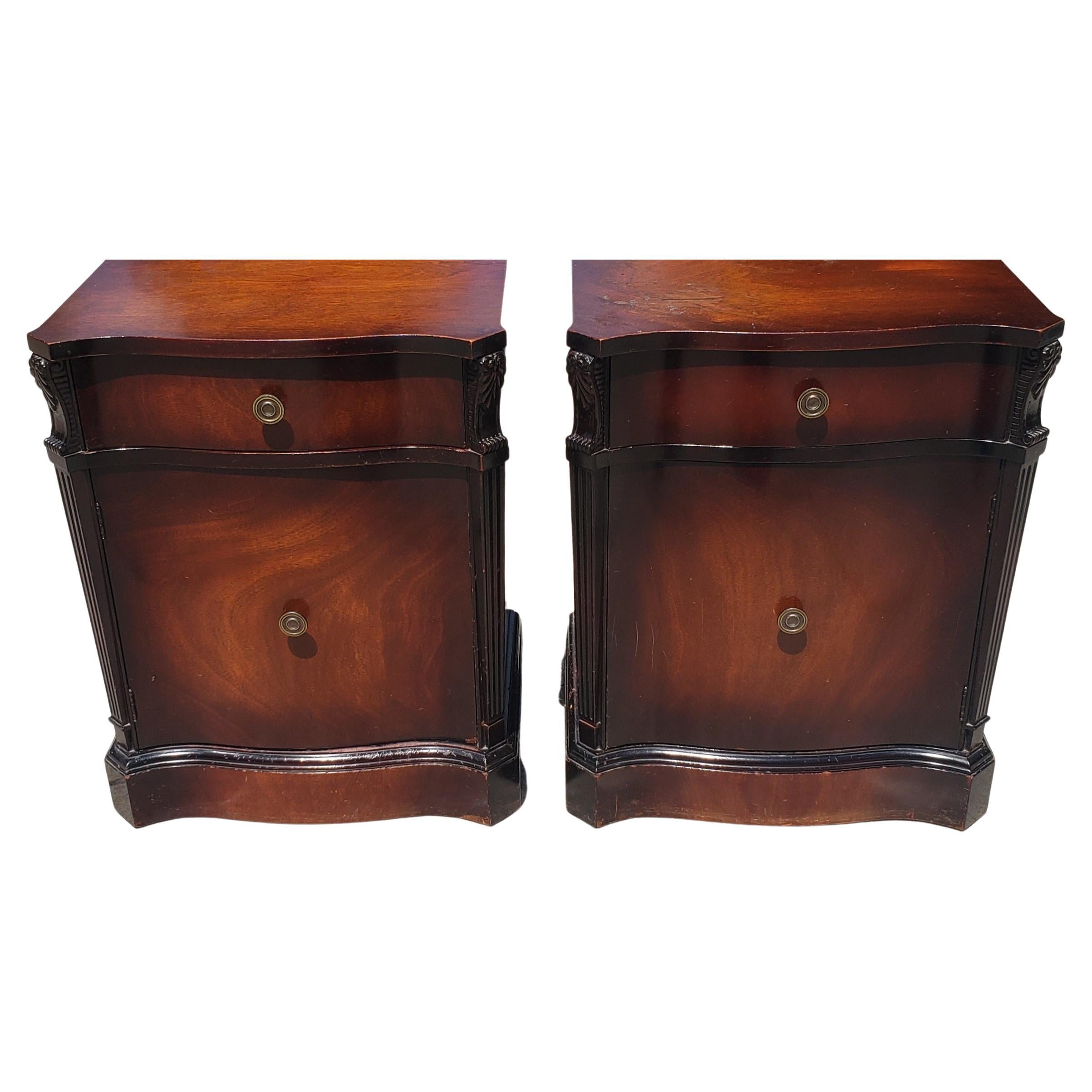 Carlton House Chippendale Style Fruitwood Bedside Tables a Pair For Sale 5