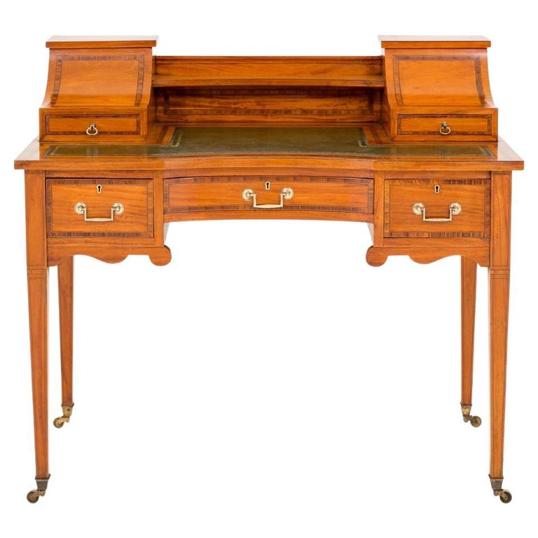 Carlton House Desk Regency Circa 1880 Satinwood For Sale at 1stDibs