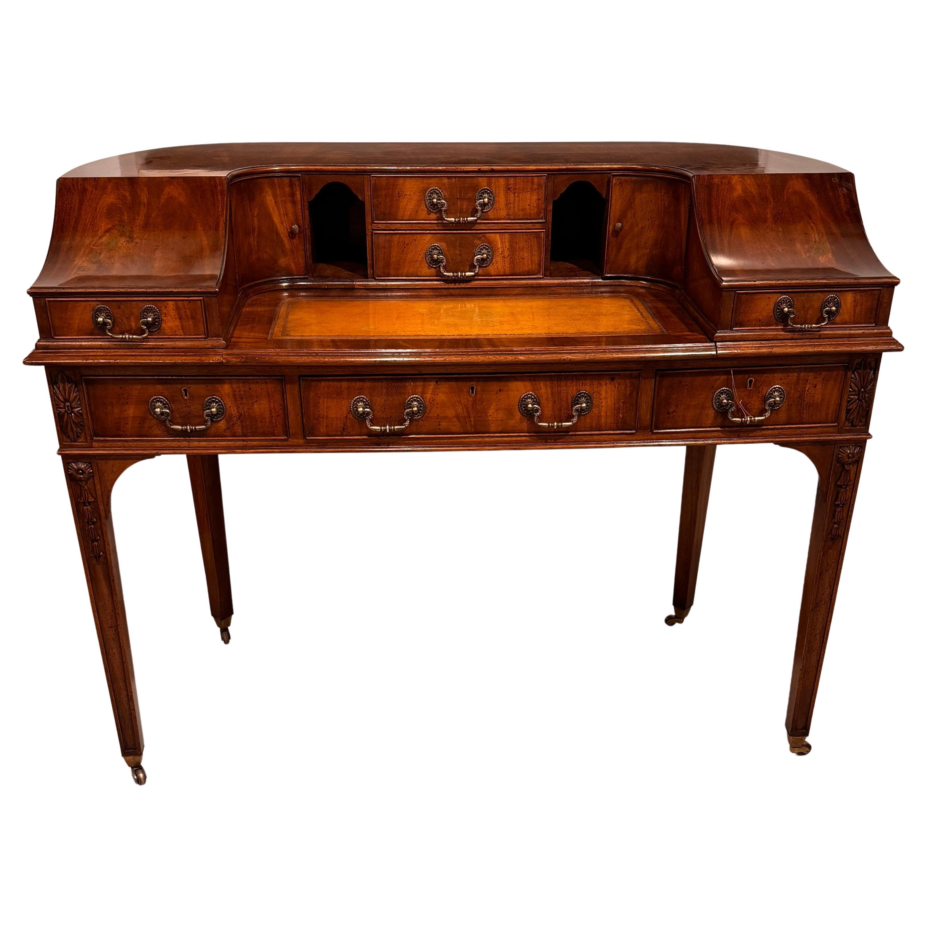 Carlton House Desk Vintage English Styling with Leather Writing Surface For Sale