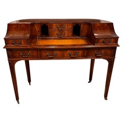 Carlton House Desk Used English Styling with Leather Writing Surface