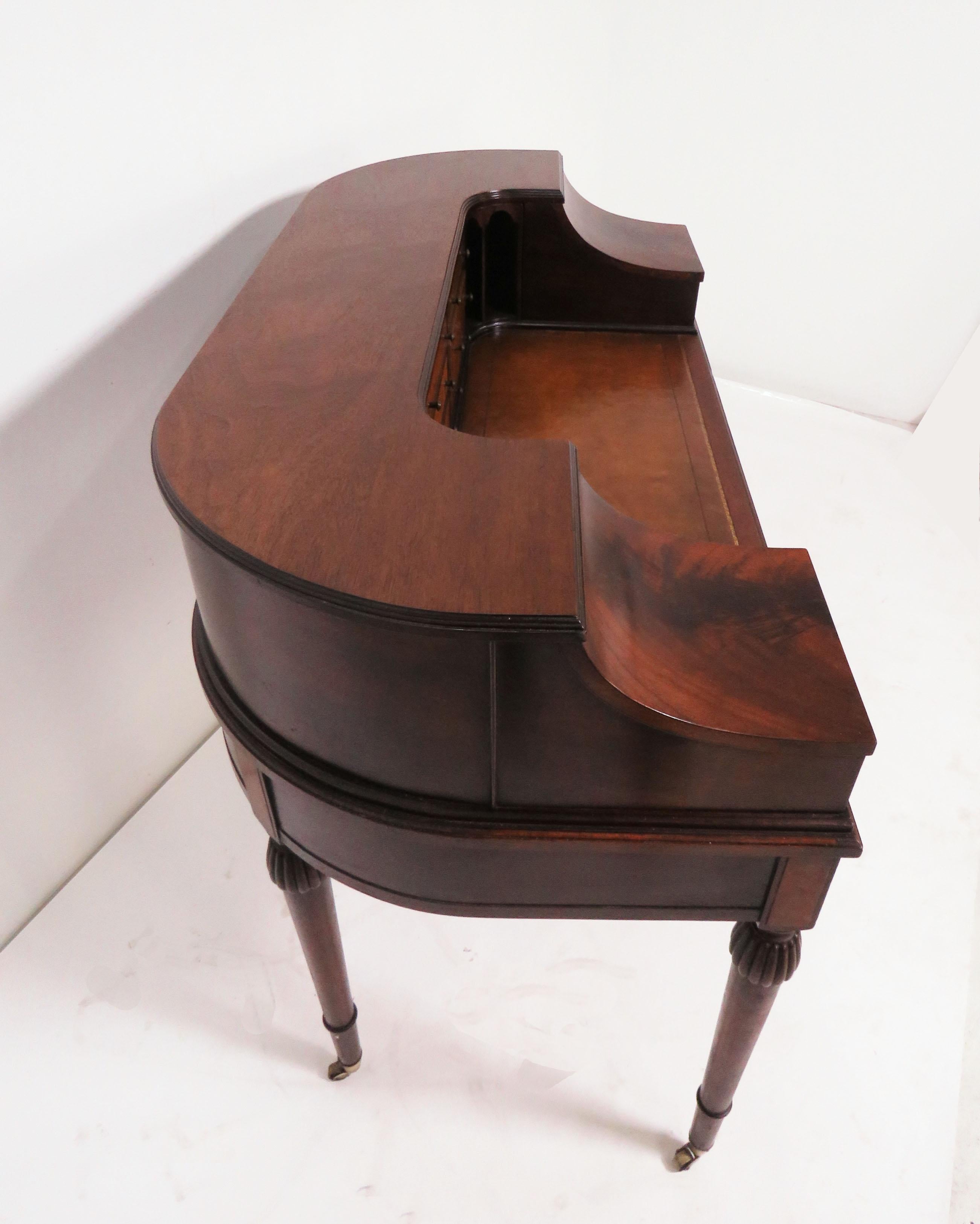 Carlton House Style Mahogany and Burl Leather Top Writing Desk 8