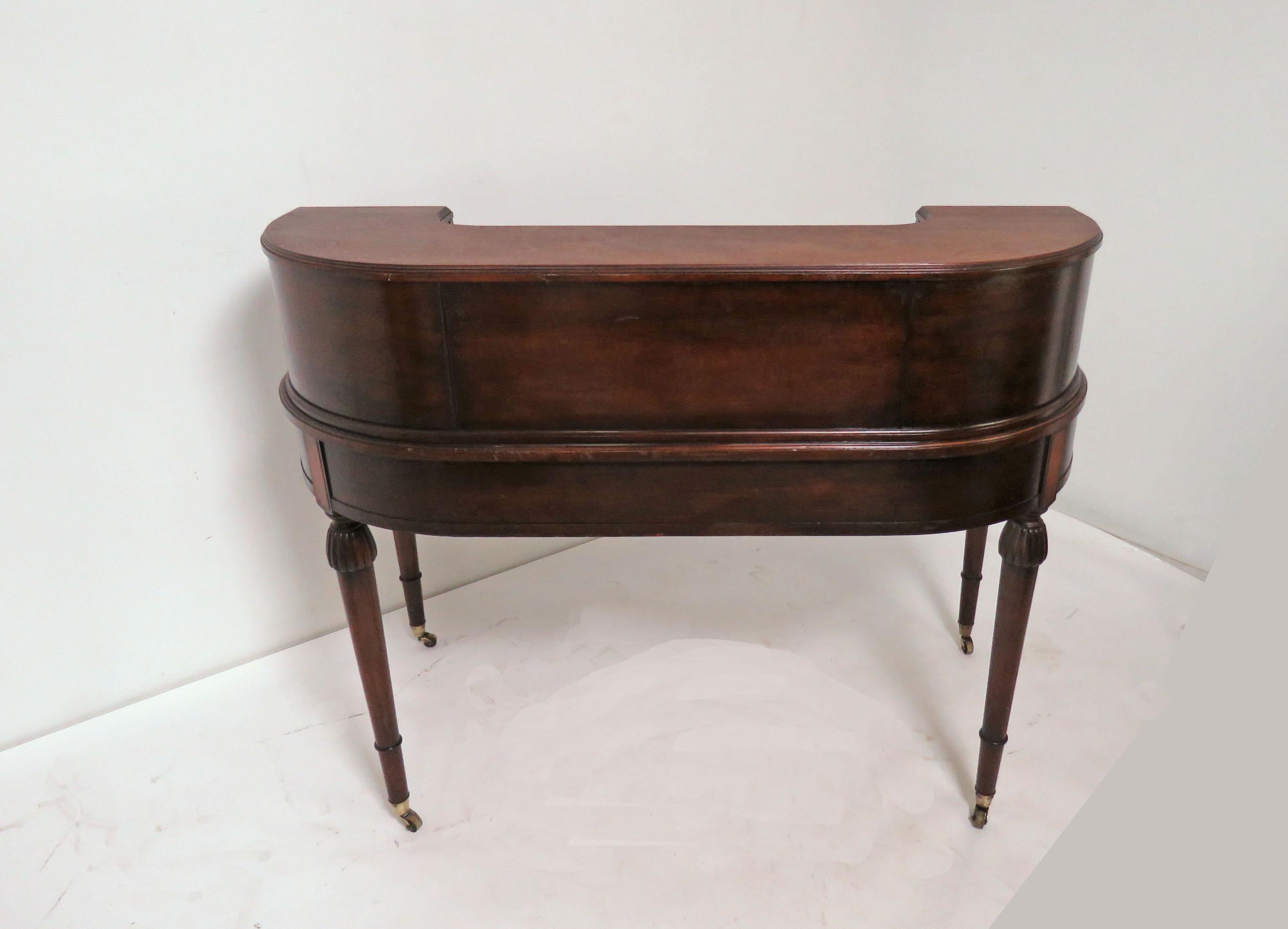 Carlton House Style Mahogany and Burl Leather Top Writing Desk 9