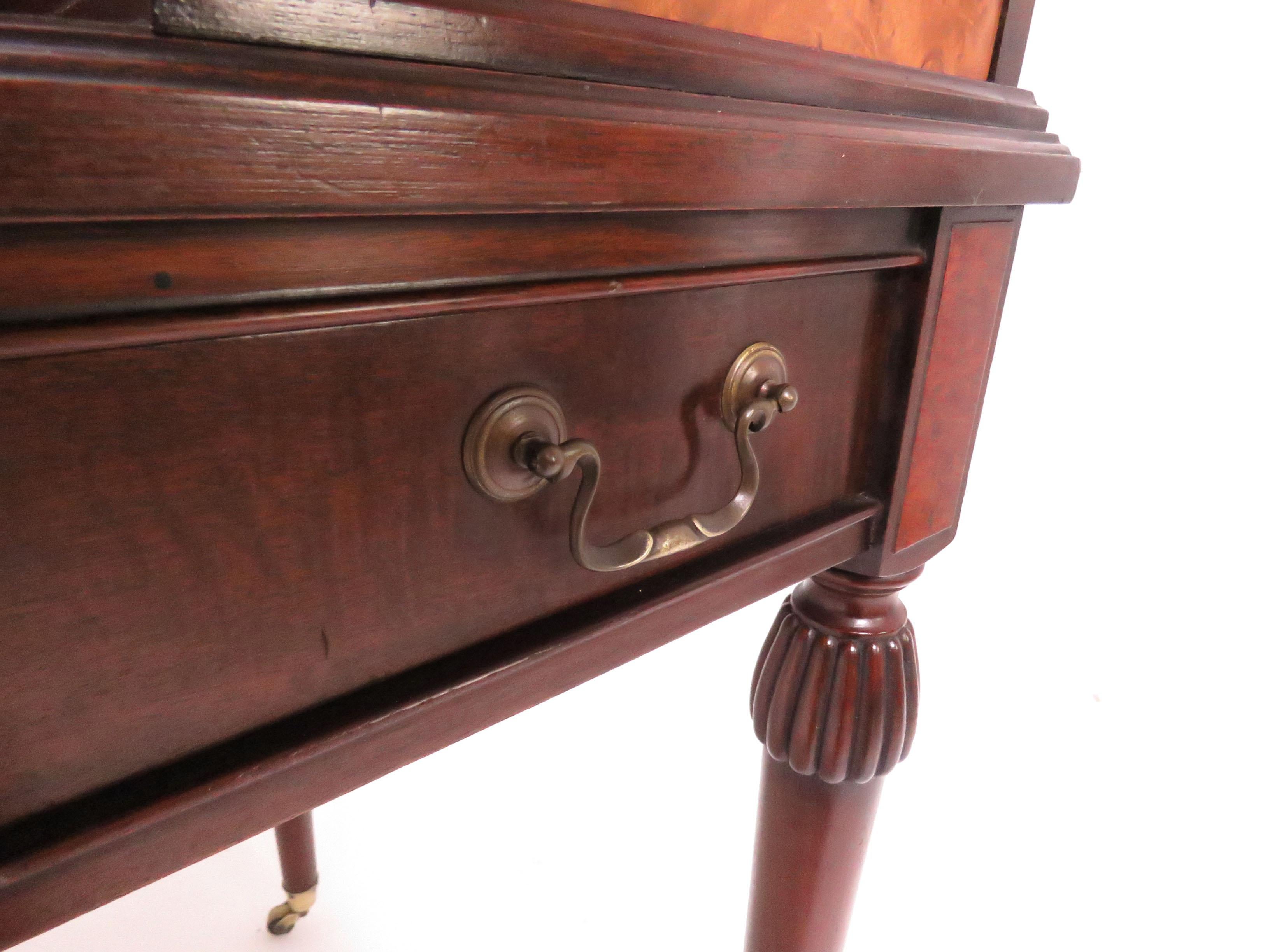 Carlton House Style Mahogany and Burl Leather Top Writing Desk 2