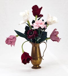 Vase with Roses and Parrot Tulips