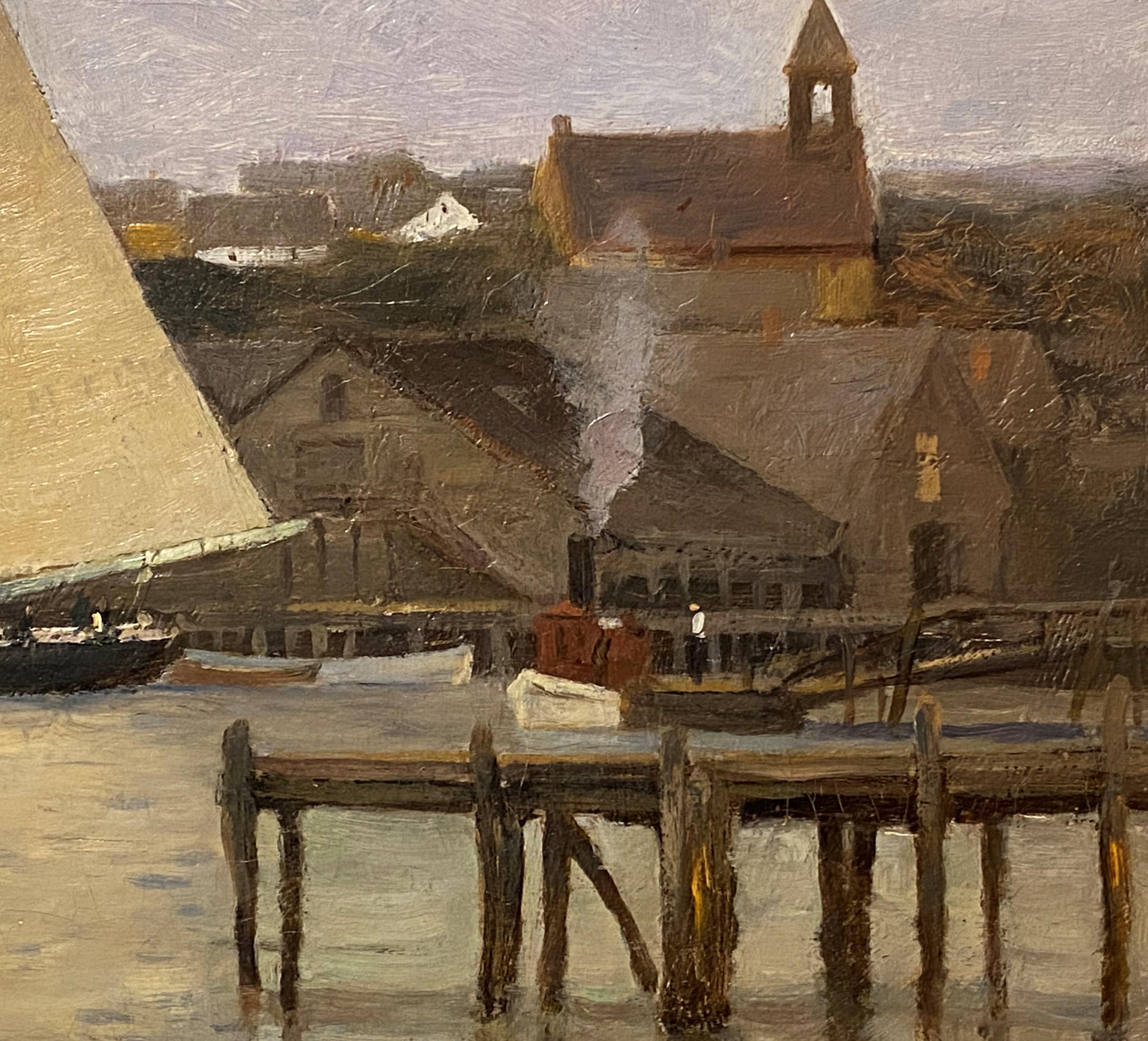 Gloucester Harbor - American Realist Painting by Carlton Theodore Chapman
