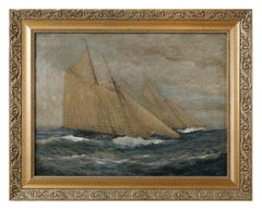 Racing in Heavy Weather, 19th Century Maritime Seascape Scene