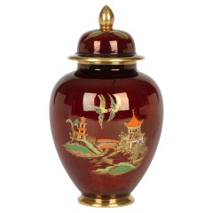 Carlton Ware Art Deco Rouge Royal Lustre Mikado Pattern Pottery Ginger Jar