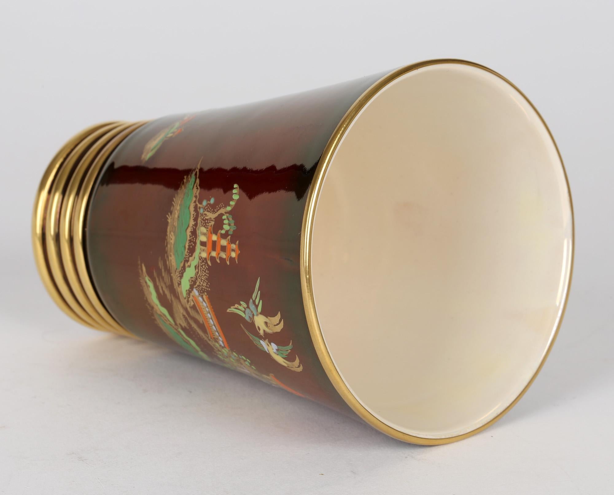 Carlton Ware, Rouge Royal Lustre-Keramikvase mit Mikado-Muster, Art déco (Englisch) im Angebot