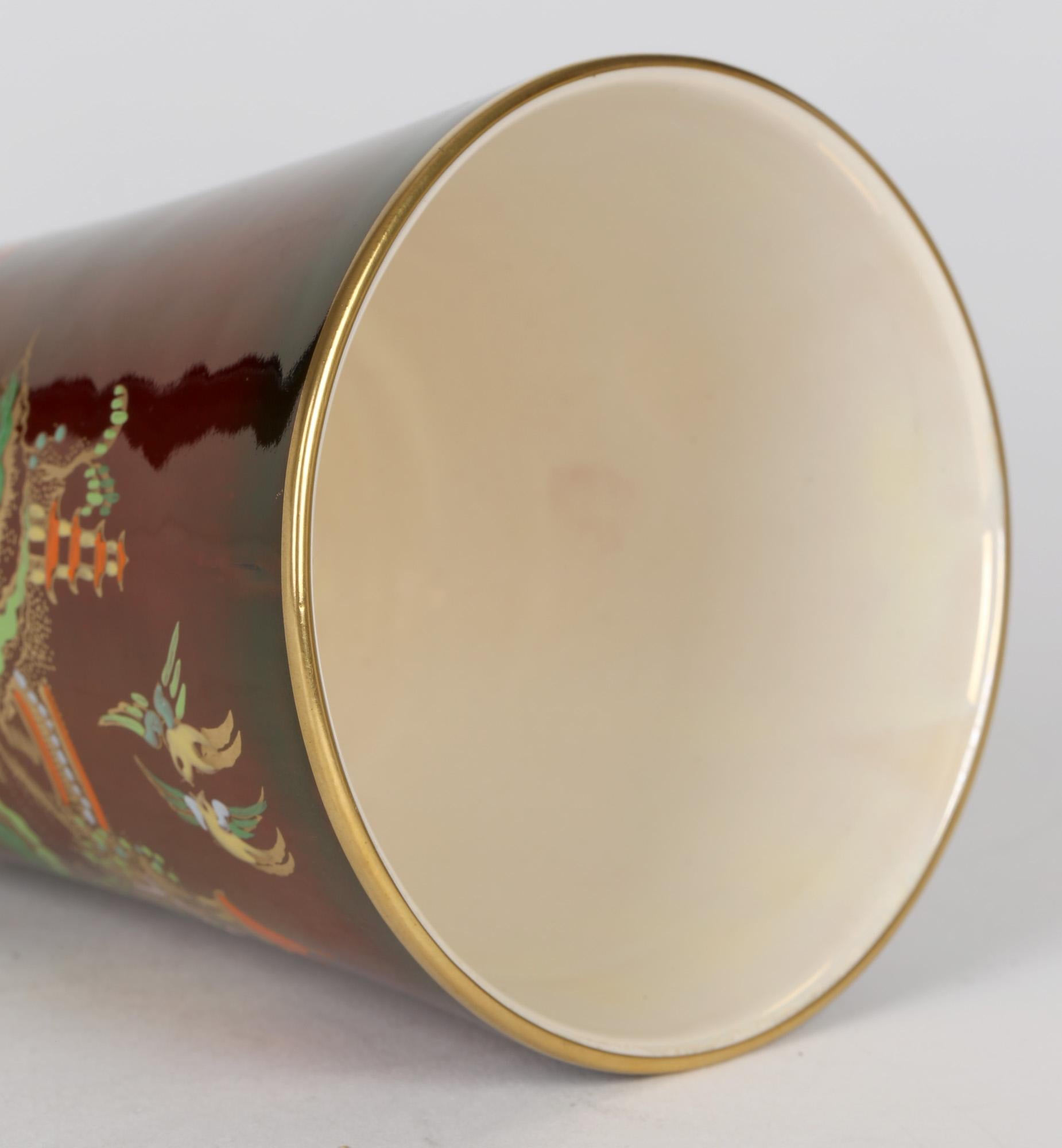 Carlton Ware, Rouge Royal Lustre-Keramikvase mit Mikado-Muster, Art déco im Zustand „Gut“ im Angebot in Bishop's Stortford, Hertfordshire
