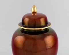 Carlton Ware, England, Large Rouge Royale Lidded Vase in Hand-Painted Porcelain