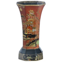 Antique Carlton Ware England 'Temple' Pattern Octagonal Vase, circa 1925