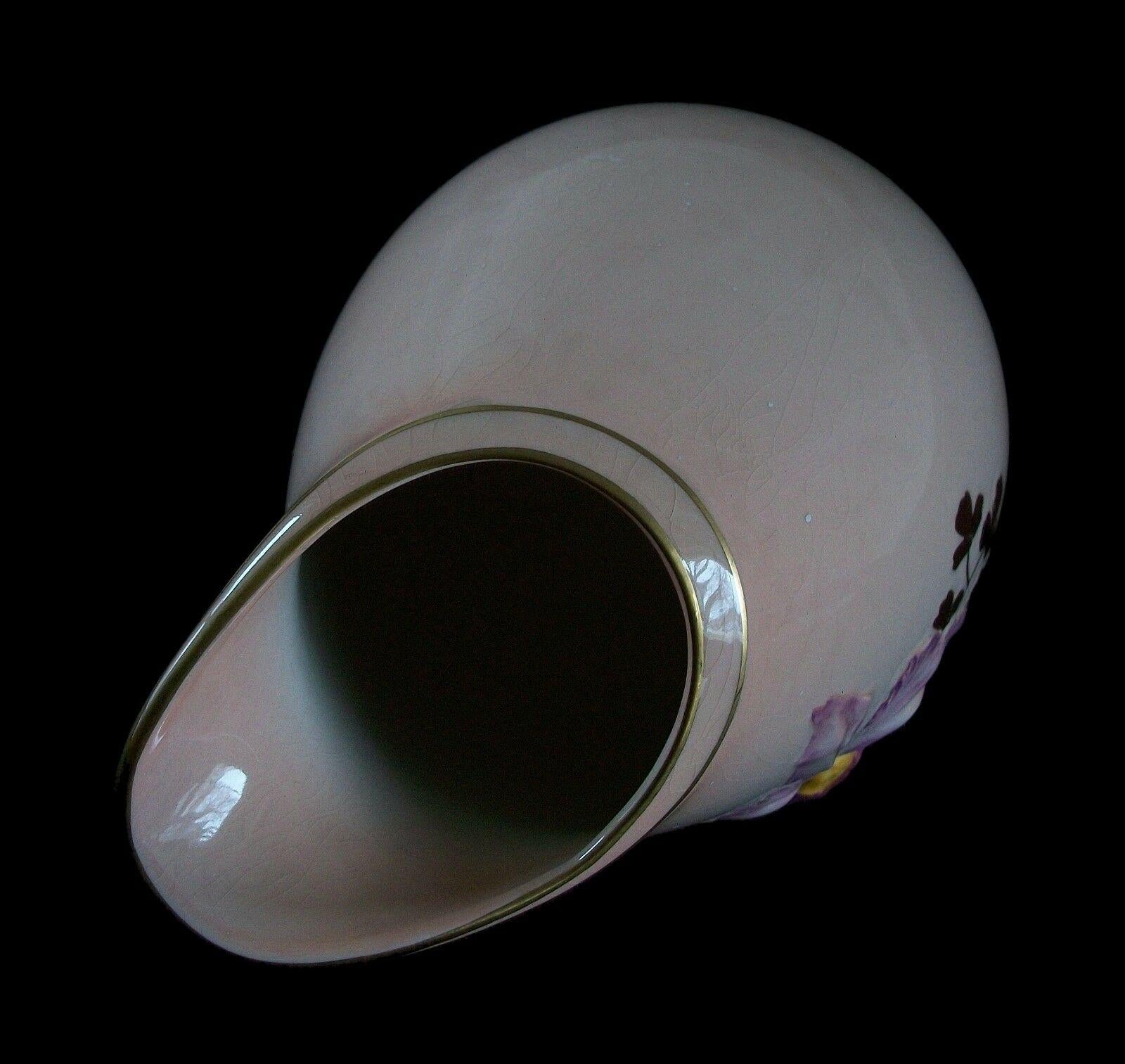 Glazed Carlton Ware, Large Hand Painted & Embossed Orchid Vase, UK, Mid 20th Century For Sale