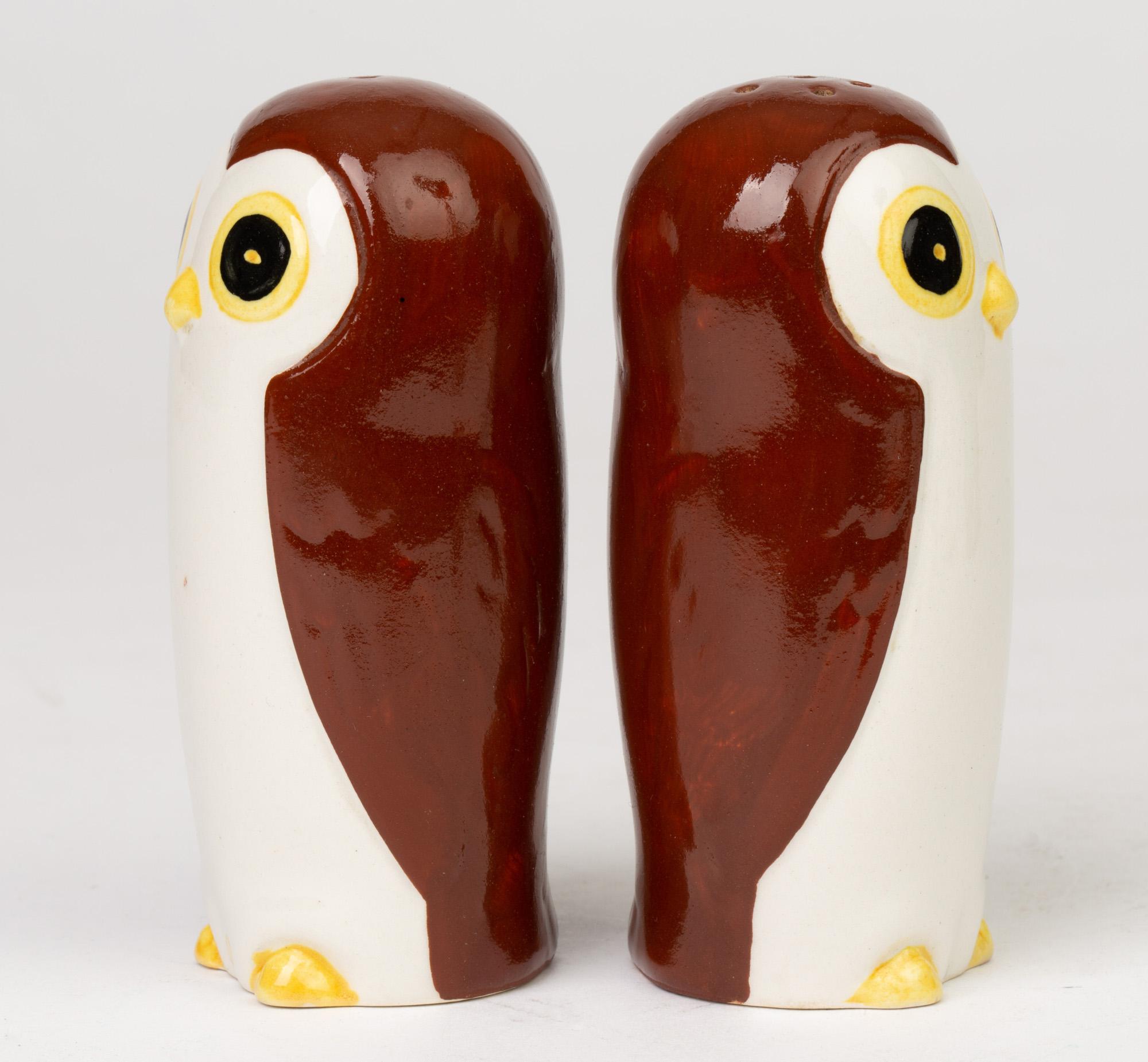 Glazed Carltonware Novelty Pottery Owl Cruet Set