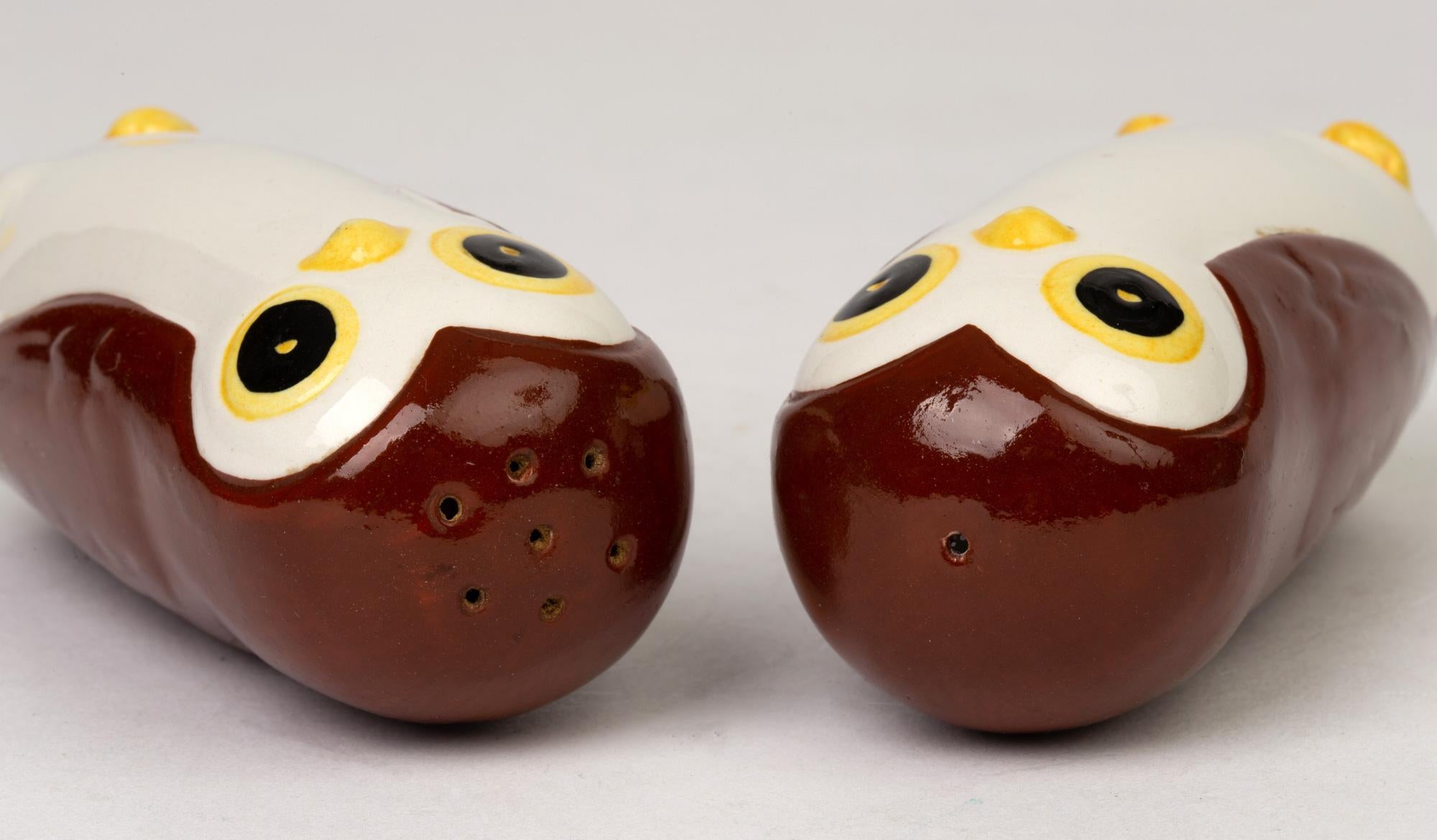 Late 20th Century Carltonware Novelty Pottery Owl Cruet Set