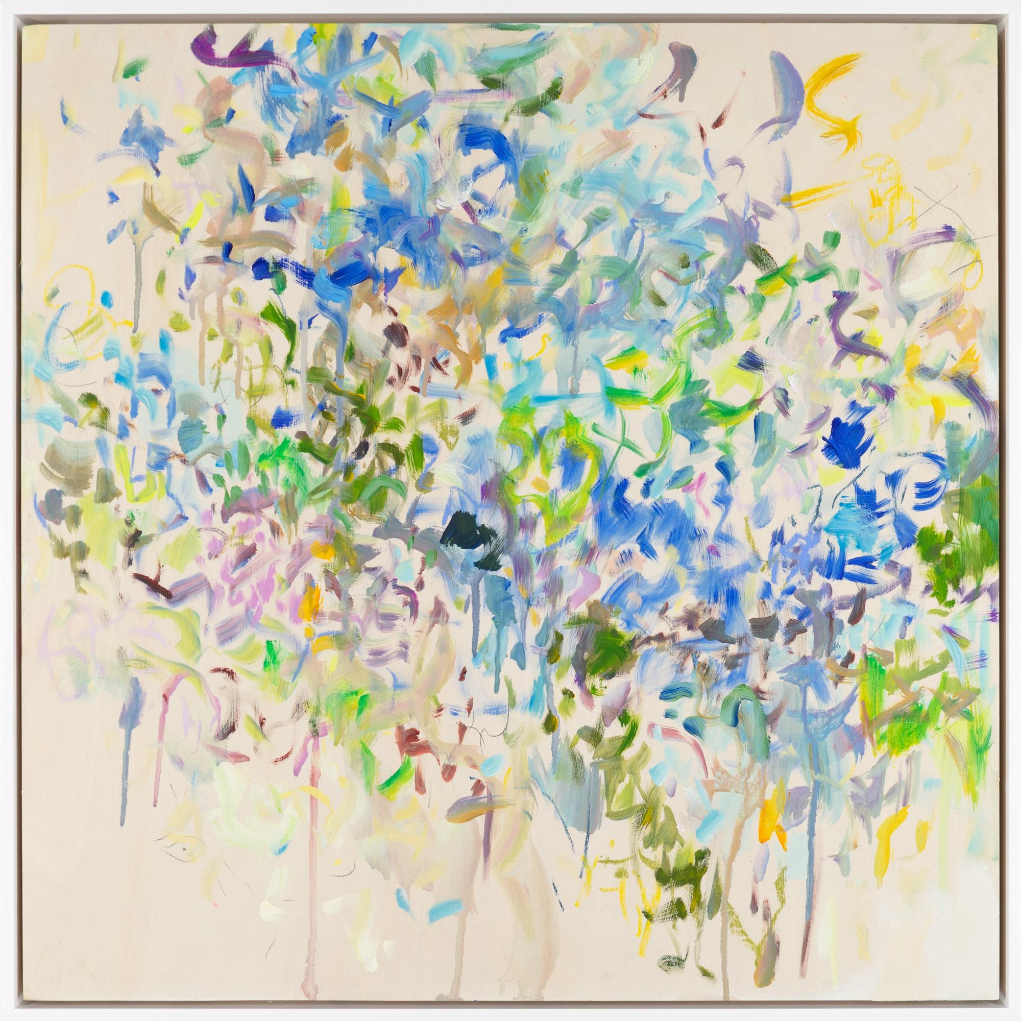"Sogni nuvolosi irreali" Media mista astratta contemporanea su pannello con cornice - Mixed Media Art di Carly Allen Martin