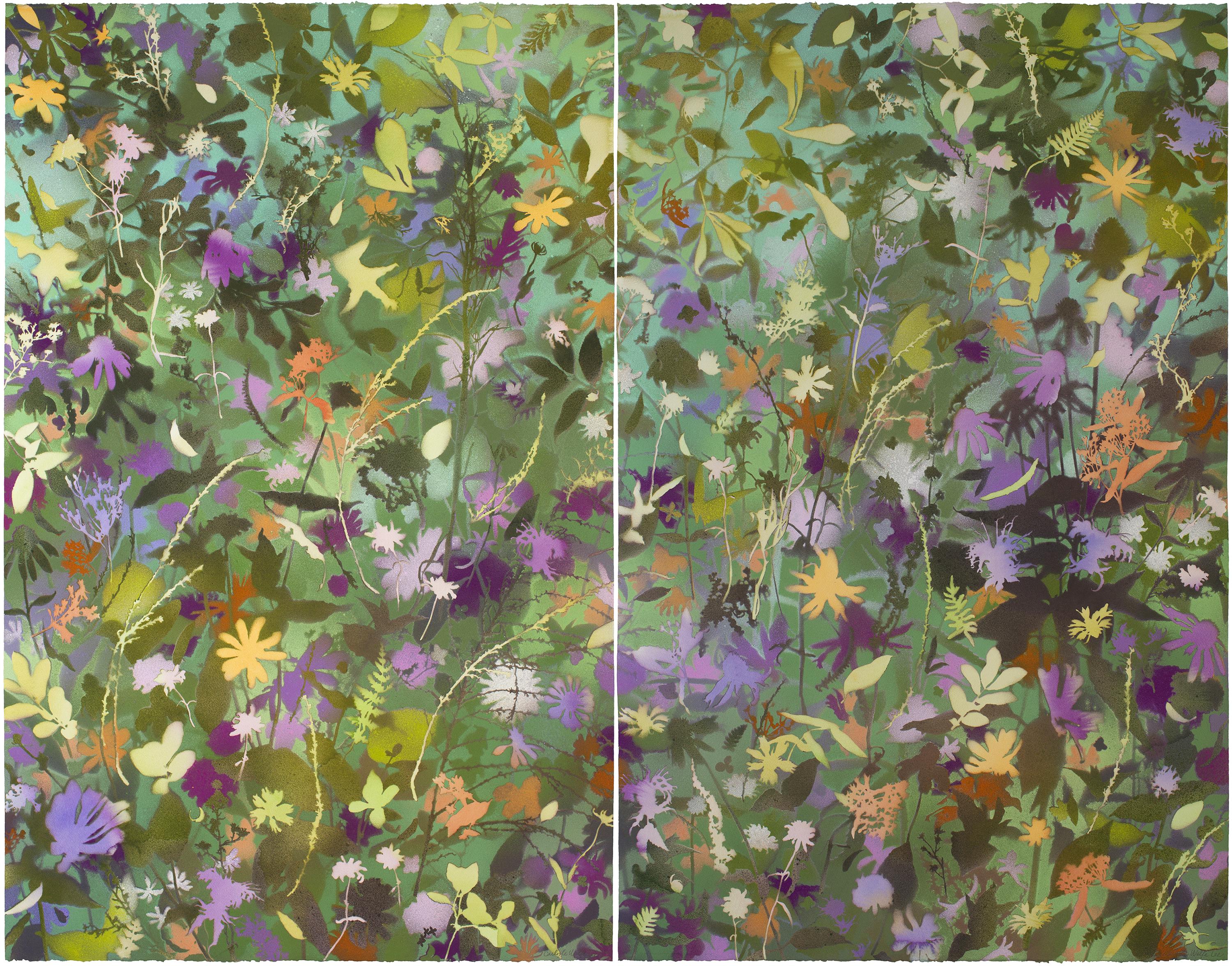 'Anniversary Wildflowers II'  naturalist landscape, colorful, botanical, layered For Sale 1
