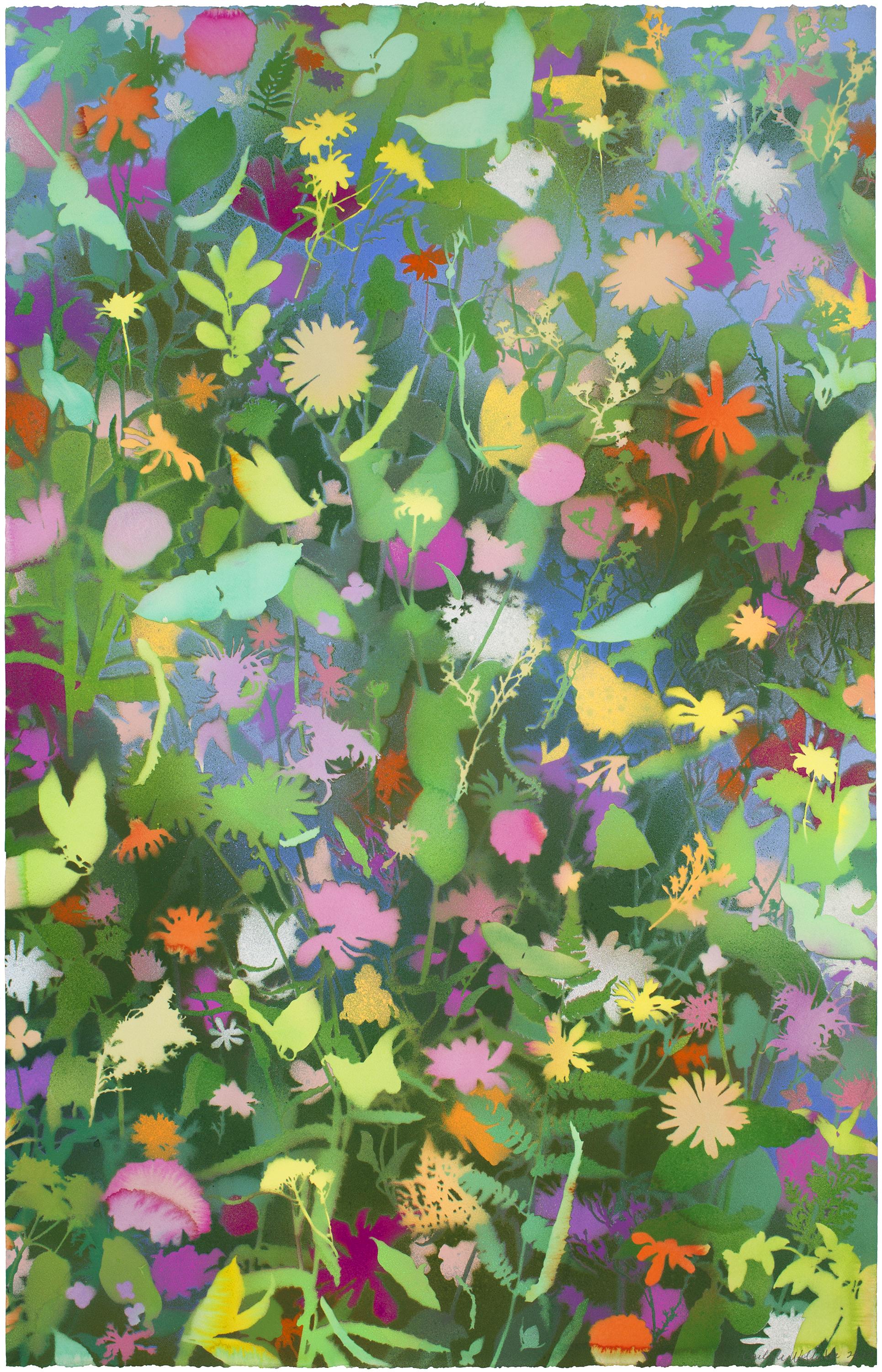 August Wildblumen III" - naturalistische Landschaft, farbenfroh, botanisch, mehrschichtig