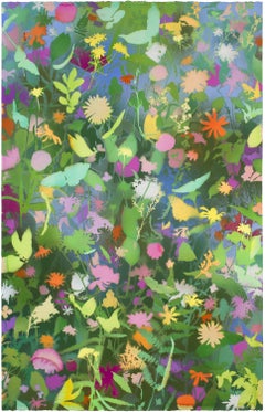 August Wildflowers III" - paysage naturaliste, coloré, botanique, stratifié