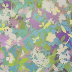 'Second Spring' - naturalist landscape, colorful, botanical, layered, pastel